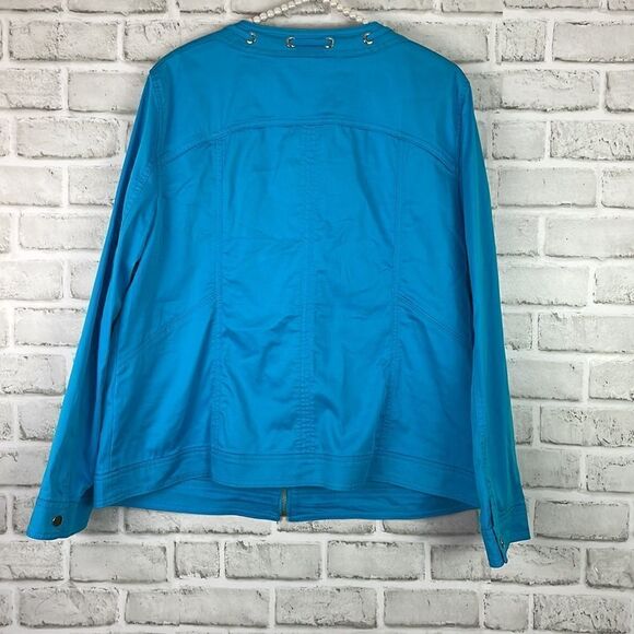 Chicos Jacket Cotton Luxe Twill Beachside Blue Size 3 Large New w/Tags - Picture 2 of 9